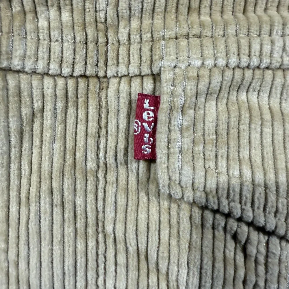 Levi's Jacket Mens Large Beige Velvet Quilted Sherpa Lined Button Front Winter